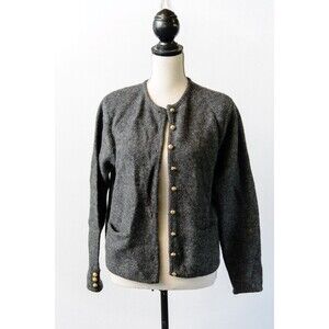 Karen Scott Petites 100% wool PM button cardigan Knit Sweater Fall